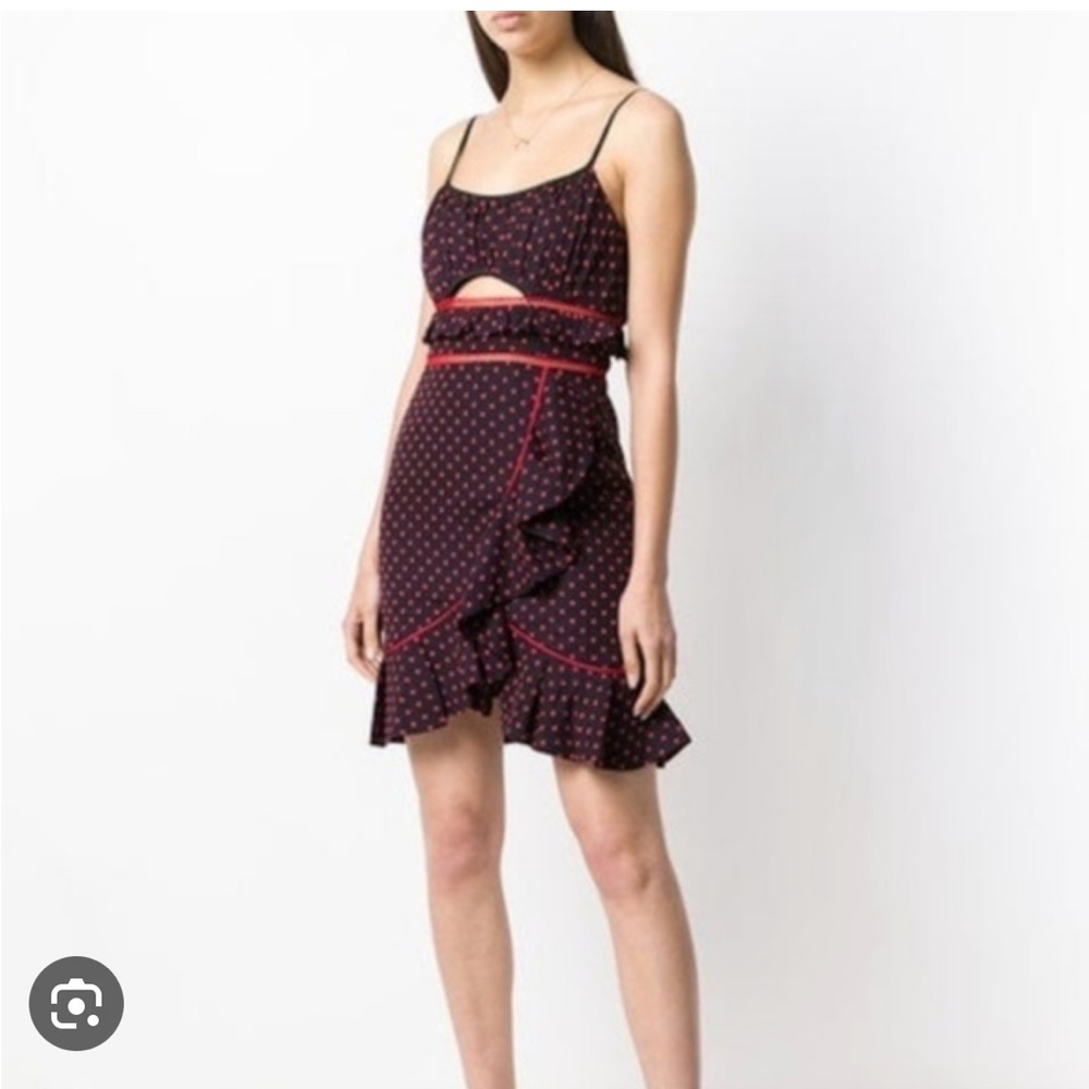 Self portrait polka dot cut out mini dress pockets  medium - Picture 5 of 17